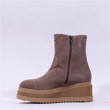 Marco Moreo Stockholm SideZip Wedge Boot - Dark Taupe Suede